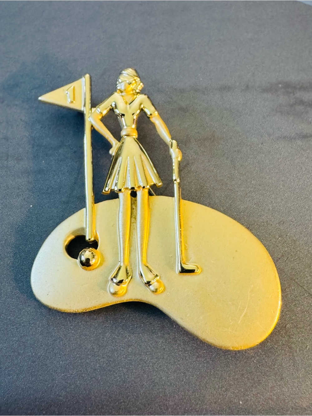 AJC Gold-tone Female Golfer Brooch Pin